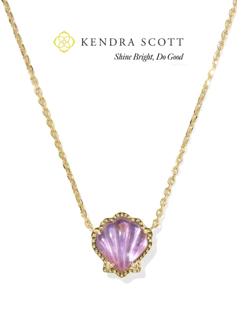 Nwt Kendra Scott X Brynne Shell Gold Short Pendant Necklace